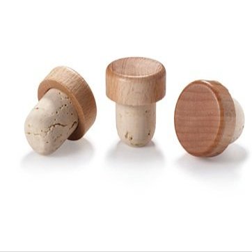 WidgetCo 21.5mm Natural T-Cork with Wood Top, Bar Corks, for Spirits, Liquor, & Syrups (Qty 250)