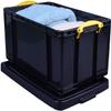 Really Useful Box Plastic Storage 48 Litre Solid Black with Yellow Handles view 3