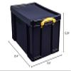 Really Useful Box Plastic Storage 48 Litre Solid Black with Yellow Handles view 4