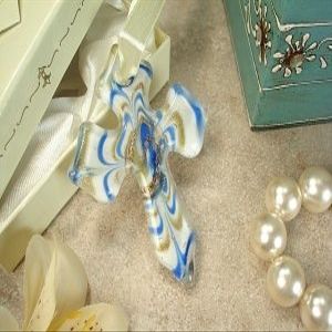DLusso Designs Wc5000 Murano Hanging Cross Contempo Blue White44; Pack Of - 4.