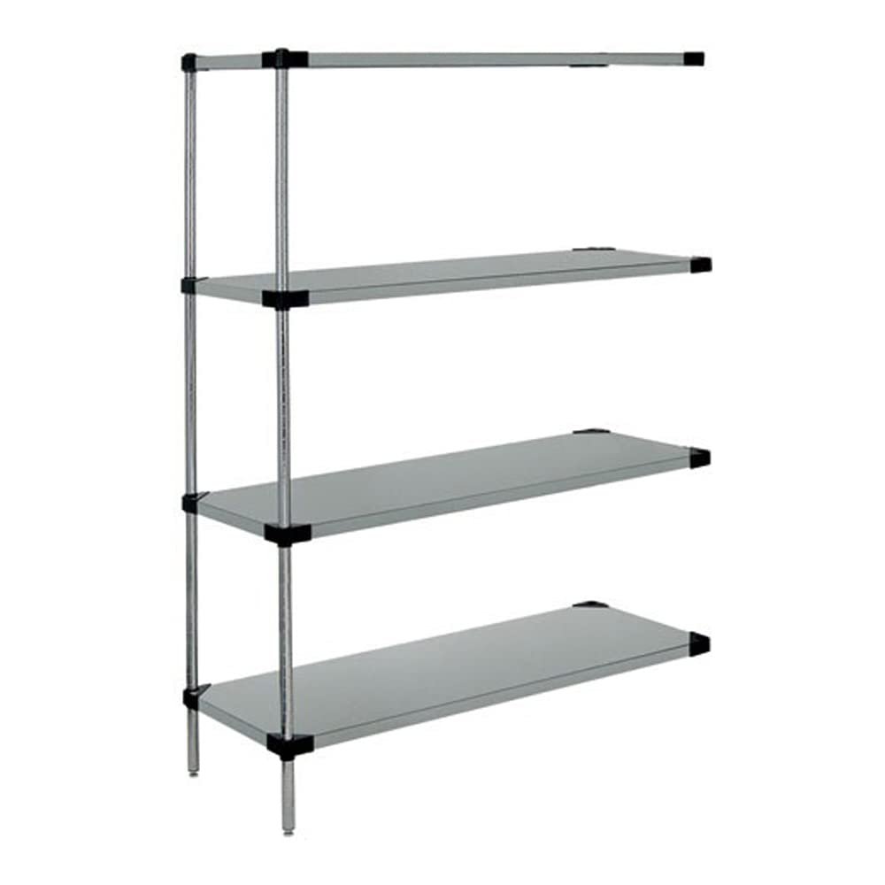 Quantum Storage Systems WRSAD4-54-1436SS Solid Shelves Add-On Kit for WRS4-54-1436SS Stainless Steel 4 Shelves 54" H x 36" W x 14" D
