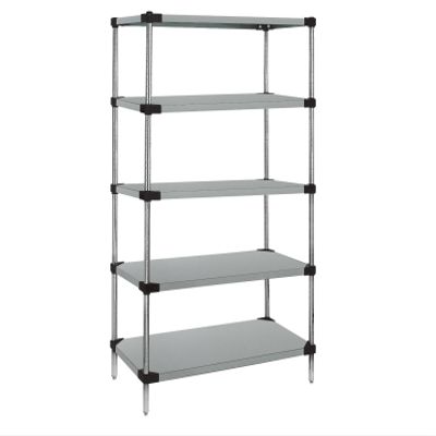 Quantum Storage Systems WRS5-54-2424SS Starter Kit Solid Shelves Stainless Steel 5 Shelves 54" H x 24" W x 24" D