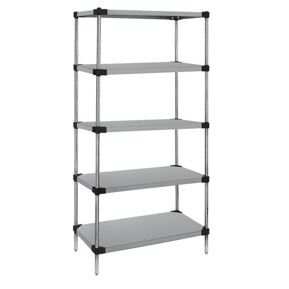 Quantum Storage Systems WRS5-54-2424SS Starter Kit Solid Shelves Stainless Steel 5 Shelves 54" H x 24" W x 24" D