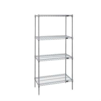 QUANTUM STORAGE SYSTEMS WR54-1236S Starter Kit Wire Shelves Stainless Steel 4 Shelves 54" H x 36" W x 12" D