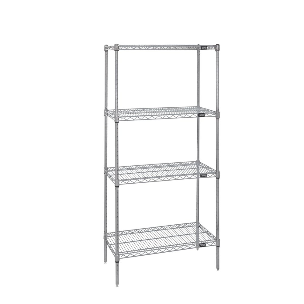 QUANTUM STORAGE SYSTEMS WR54-1236S Starter Kit Wire Shelves Stainless Steel 4 Shelves 54" H x 36" W x 12" D