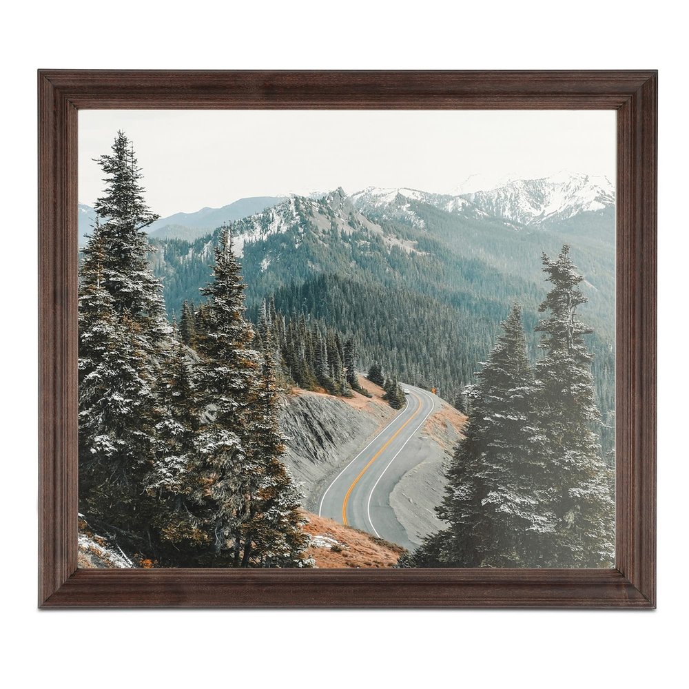 ArtToFrames 16x16 Inch Brown Picture Frame, This 1.00 Inch Custom Wood Poster Frame is Walnut - Comes with Foam Backing 3/16 inch and Regular Glass (FBPL0066-60823-YWAL-16x16)