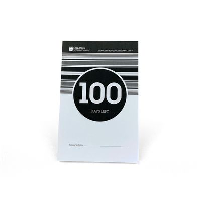 100-Day Event, Goal and Occasion Tear Away Count Down Calendar (White and Black, Desktop)