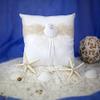 Rhinestone Shell Hawaiian Beach Wedding Ring Bearer Pillow view 1