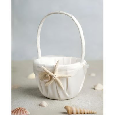 Wedding Collectibles "Starfish & Shell" Beach Wedding Flowergirl Basket: Basket Color: IVORY