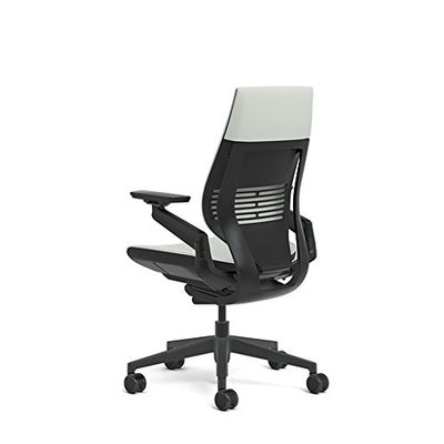 Steelcase Gesture Office Chair - Cogent: Connect Nickel Fabric, High Seat Height, Wrapped Back, Dark on Dark Frame, Polished Aluminum Base