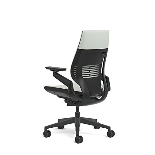 Steelcase Gesture Office Chair - Cogent: Connect Nickel Fabric, High Seat Height, Wrapped Back, Dark on Dark Frame, Polished Aluminum Base