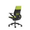 Steelcase Gesture Office Chair - Cogent: Connect Wasabi Fabric, High Seat Height, Wrapped Back, Dark on Dark Frame, Polished Aluminum Base view 1