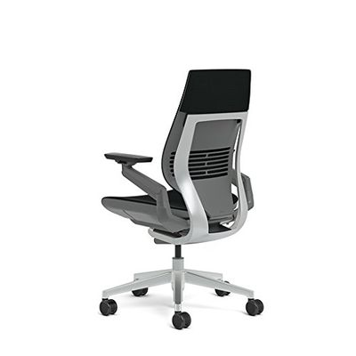 Steelcase Gesture Office Chair - Cogent: Connect Licorice Fabric, Low Seat Height, Wrapped Back, Light on Dark Frame, Lumbar Support