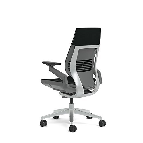 Steelcase Gesture Office Chair - Cogent: Connect Licorice Fabric, Low Seat Height, Wrapped Back, Light on Dark Frame, Lumbar Support