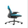Steelcase Gesture Office Chair - Cogent: Connect Blue Jay Fabric, Low Seat Height, Shell Back, Light on Dark Frame, Polished Aluminum Base, Lumbar Support view 4