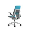 Steelcase Gesture Office Chair - Cogent: Connect Blue Jay Fabric, High Seat Height, Wrapped Back, Light on Dark Frame, Polished Aluminum Base, Lumbar Support view 1