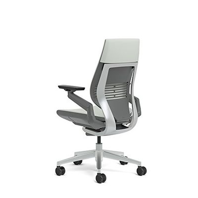 Steelcase Gesture Office Chair - Cogent: Connect Nickel Fabric, High Seat Height, Wrapped Back, Light on Dark Frame, Polished Aluminum Base, Lumbar Support