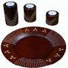 4-Piece Pillar and Plate Tealight Candle Holder Set (Vientiane Style, Mahagony) view 2