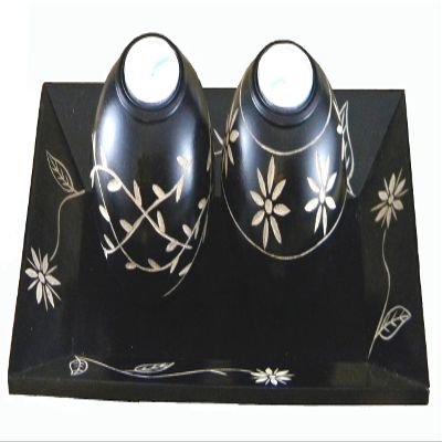 3-Piece Wooden Tealight Candle Holder Set (Savannakhet Style, Black)