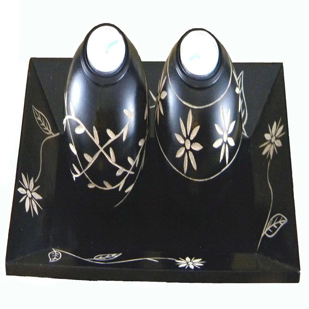 3-Piece Wooden Tealight Candle Holder Set (Savannakhet Style, Black)
