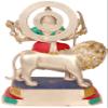 Goddess Durga (Inlay Statue) - Brass Statue with Inlay view 2