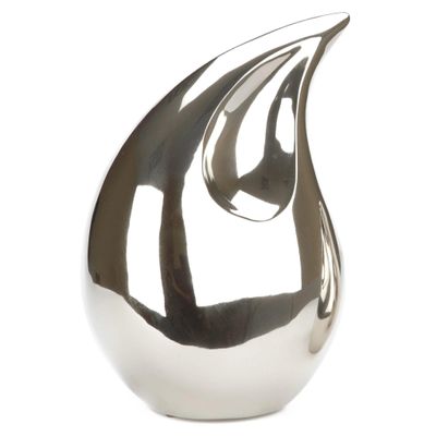 Urns UK 8-inch Metal Tiverton Cremation Urn, Nickel/Silver