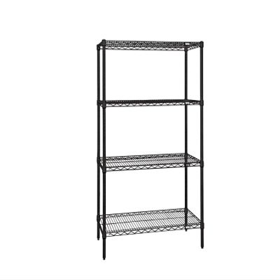 QUANTUM STORAGE SYSTEMS WR54-2448BK Starter Kit Wire Shelves Black Epoxy 4 Shelves 54" H x 48" W x 24" D