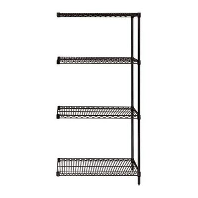 Quantum Storage Systems AD74-1848BK Add-On Kit for 74" High 4-Tier Wire Shelving Unit, Black Finish, 18" Width x 48" Length x 74" Height