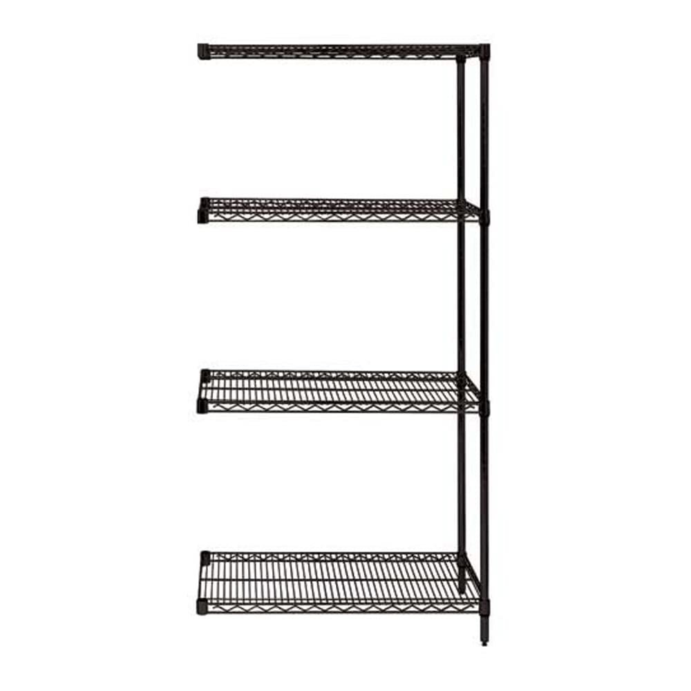Quantum Storage Systems AD74-1848BK Add-On Kit for 74" High 4-Tier Wire Shelving Unit, Black Finish, 18" Width x 48" Length x 74" Height