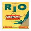 Rio de Janeiro Brazil - Cable Car to Sugar Loaf Mountain - Pacifica International Airways - Vintage Airline Travel Poster c.1950s - Fine Art Matte Paper Print (Unframed) 11x14in view 1
