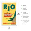 Rio de Janeiro Brazil - Cable Car to Sugar Loaf Mountain - Pacifica International Airways - Vintage Airline Travel Poster c.1950s - Fine Art Matte Paper Print (Unframed) 11x14in view 2