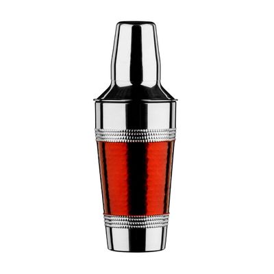 Premier Housewares Cocktail Shaker with Hammered Red Band - Stainless Steel