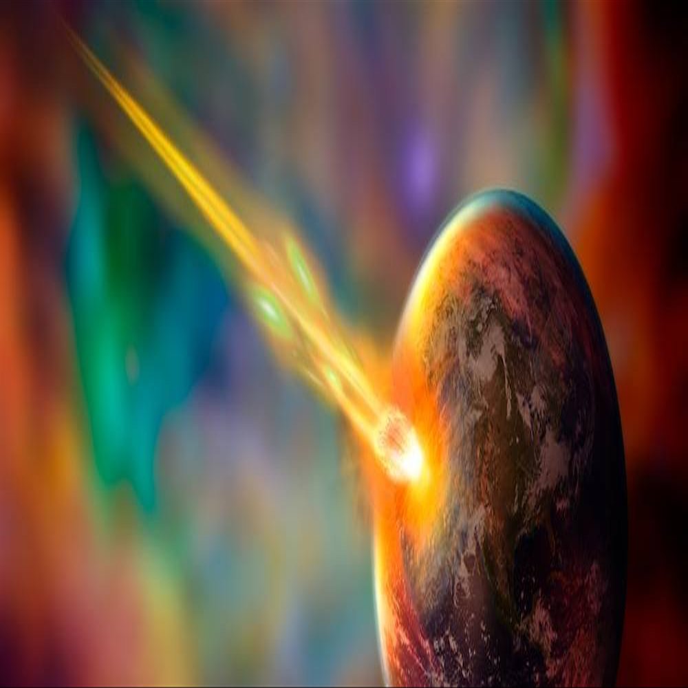Walls 360 Peel & Stick Wall Mural: Meteor Hitting Earth (24 in x 9 in)