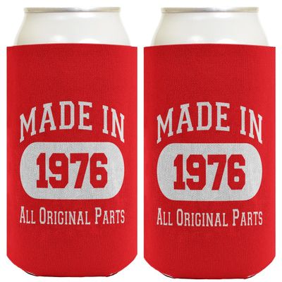 50th Birthday Gifts For Women Made In 1976 Original Parts 2-Pack Can Drink Thermocoolers Red