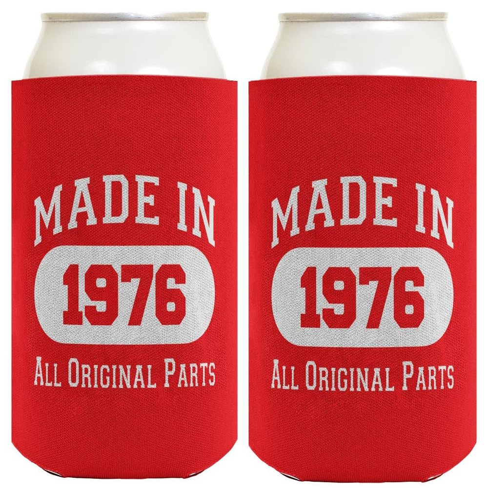 50th Birthday Gifts For Women Made In 1976 Original Parts 2-Pack Can Drink Thermocoolers Red