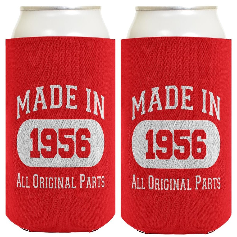 70th Birthday Gifts For Women Made In 1956 Original Parts 2-Pack Can Drink Thermocoolers Red
