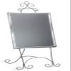 Floor Easel with Decorative Scroll Detailing, Height-Adjustable Hooks, 71.25 inches Tall, Metal - Silver view 3