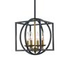 TRANS GLOBE Lighting Chattanooga 4-Light Square Candle Chandelier in Antique Gold/Black view 2