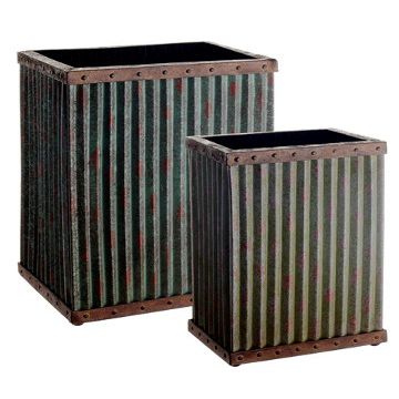 Arcadia Silk Plantation 20" H-23.5" Hx8.75 W-12 W x12.75 l-16.25" l Metal Stud Container (2 ea./set) Assorted