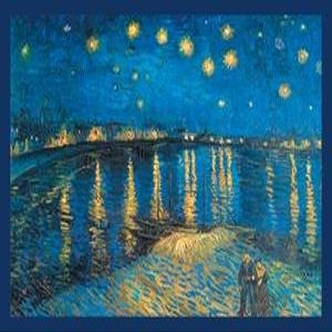 Walls 360 Peel & Stick Wall Decals: Night at The Rhone by Vincent Van Gogh (24 in x 16 in)