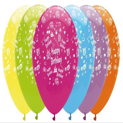 Latex Balloons Happy Birthday Brights Mix