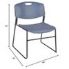 Cain 42" Square Breakroom Table- Mahogany & 4 Zeng Stack Chairs- Blue view 2