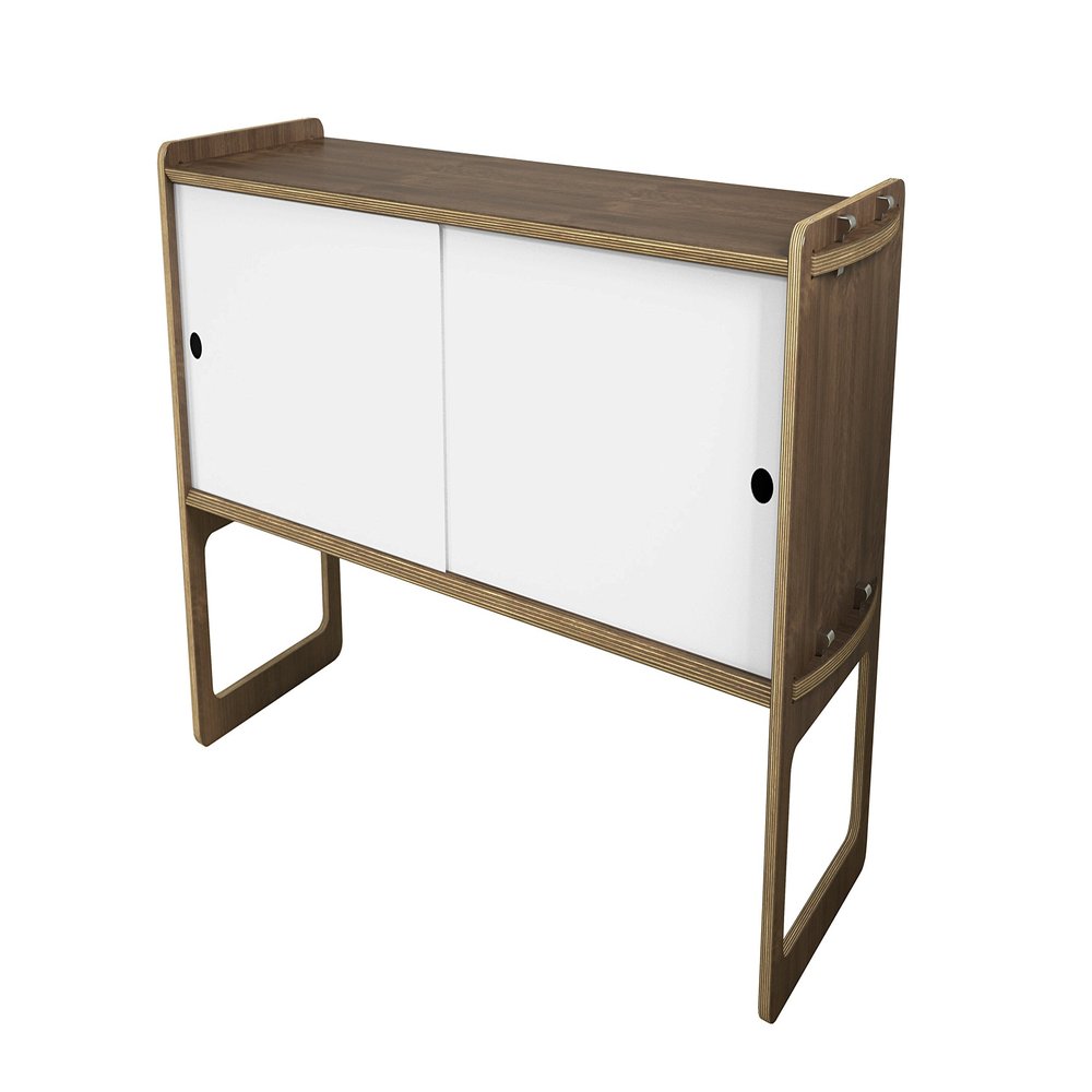 Housefish Key Modular Storage with Door, Tall, Walnut and White