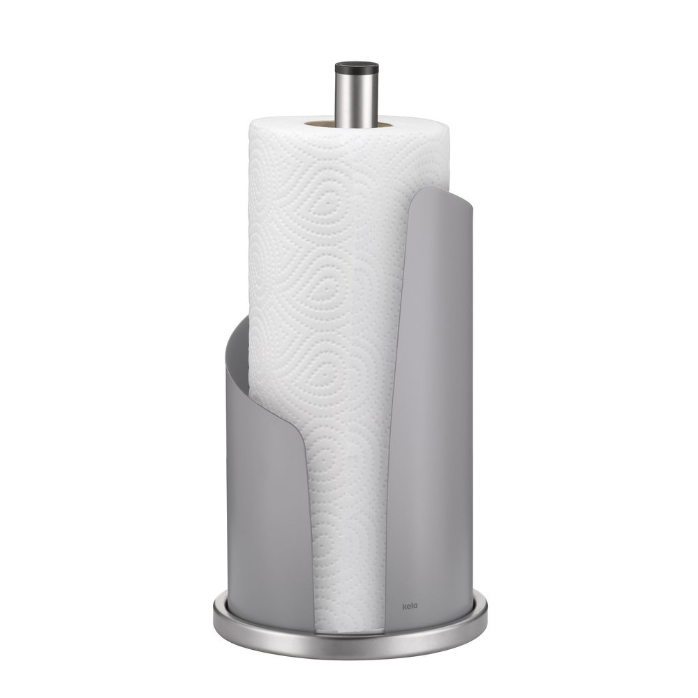 kela Kitchen roll Holder, Upright, for Thick Rolls, Kitchen roll Holder 33.5 cm high, Stella, Grey Stainless Steel