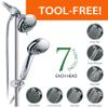 DreamSpa 3-way Shower Combo PLUS Instant-Mount Drill-Free Slide Bar - Enjoy Overhead & Handheld Shower Head with Height/Angle Adjustable Bracket and Stainless Steel Hose for Ultimate Convenience! view 2
