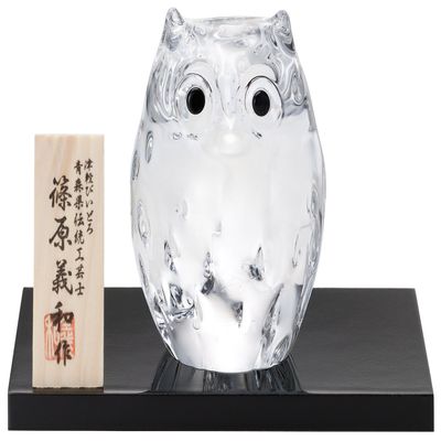 (ADERIA) Glass Ornament, Child Owl, Clear F-71220