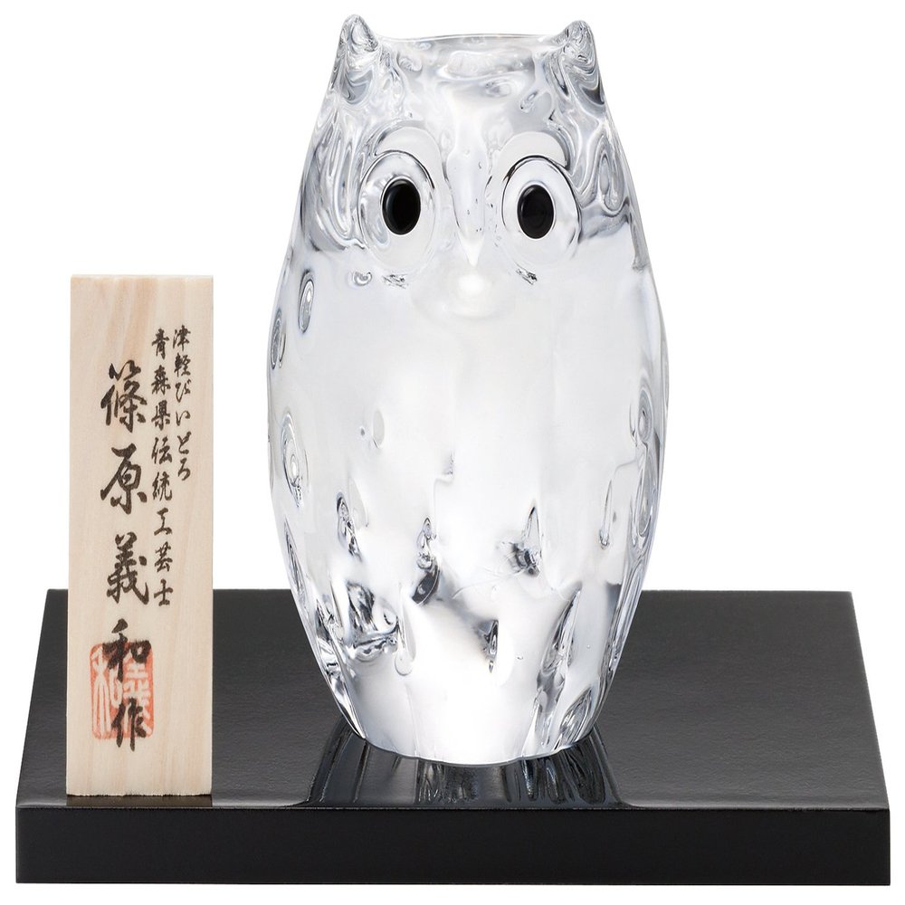 (ADERIA) Glass Ornament, Child Owl, Clear F-71220
