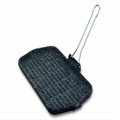 Ilsa V205S 9 x 14.5 in. Cast Iron Grill-Stone Effect Rectangular-Enamel Coated with Removable Handle