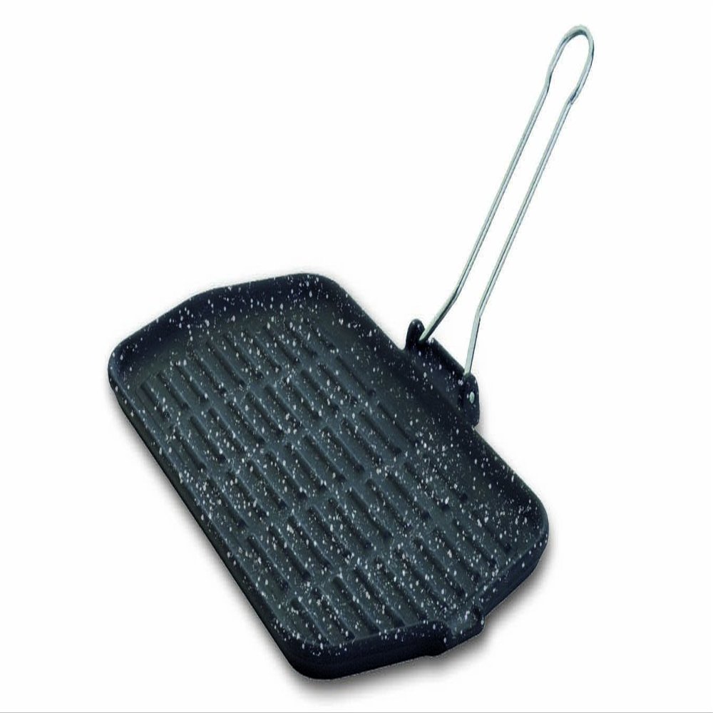 Ilsa V205S 9 x 14.5 in. Cast Iron Grill-Stone Effect Rectangular-Enamel Coated with Removable Handle