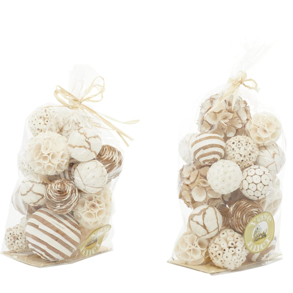 Deco 79 Dried Plant Handmade Decorative Orbs & Vase Filler Decorative Containers with Varying Designs, set of 2 Decorative Keepsake Boxes 8" x 8" x 15", Brown